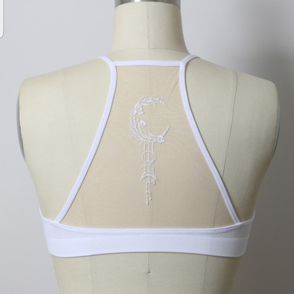 Lace Bralette Cresent Moon Tattoo Mesh Bra - Picture 5 of 7